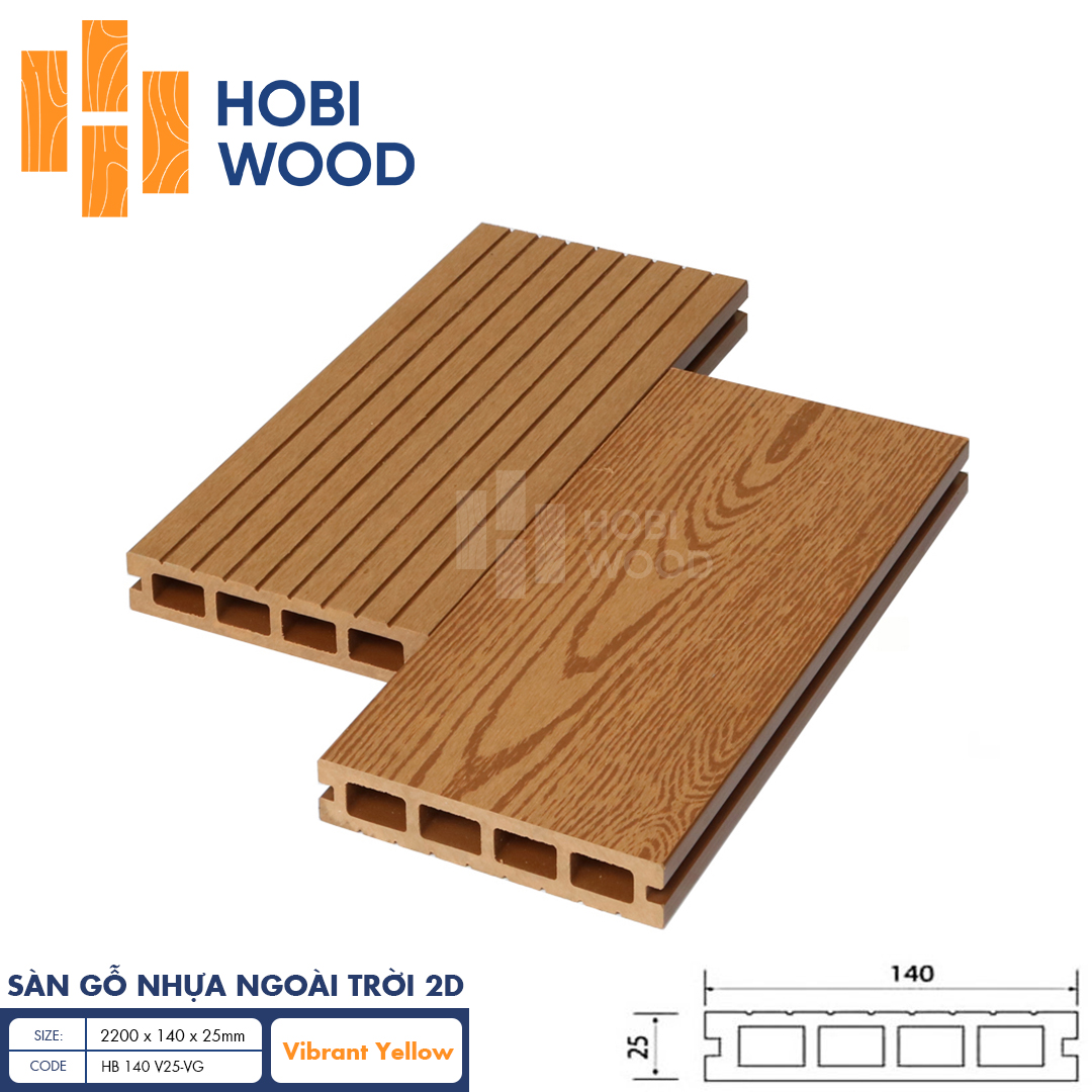 Sàn gỗ nhựa ngoài trời vân 2D HobiWood (Vibrant Yellow)