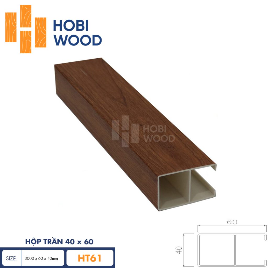 Hộp trần nhựa giả gỗ HobiWood kích thước 40x60