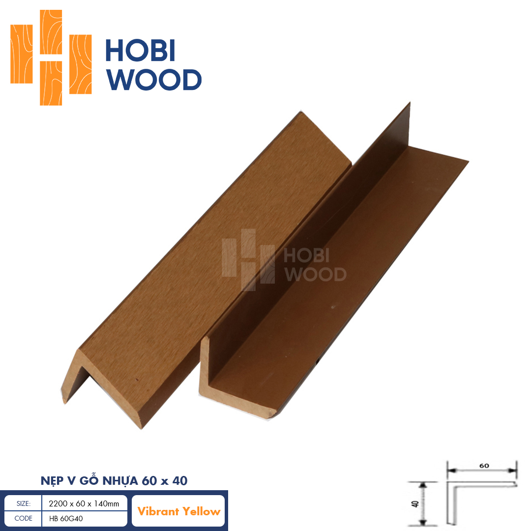 Nẹp V gỗ nhựa HobiWood HB60G40 (Vibrant Yellow)