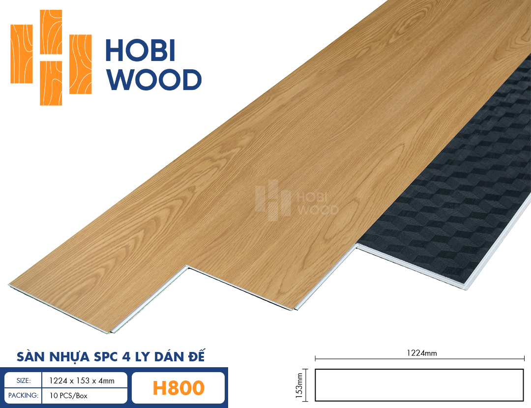 Sàn Nhựa SPC 4 Ly Dán Đế HobiWood - H800