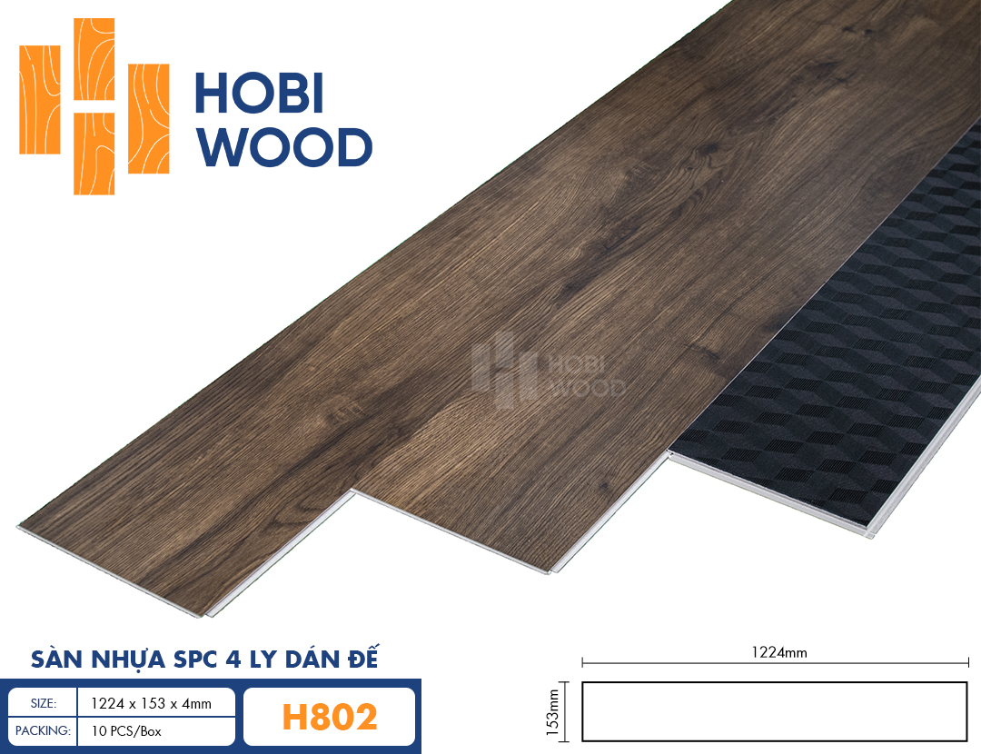 Sàn Nhựa SPC 4 Ly Dán Đế HobiWood - H802