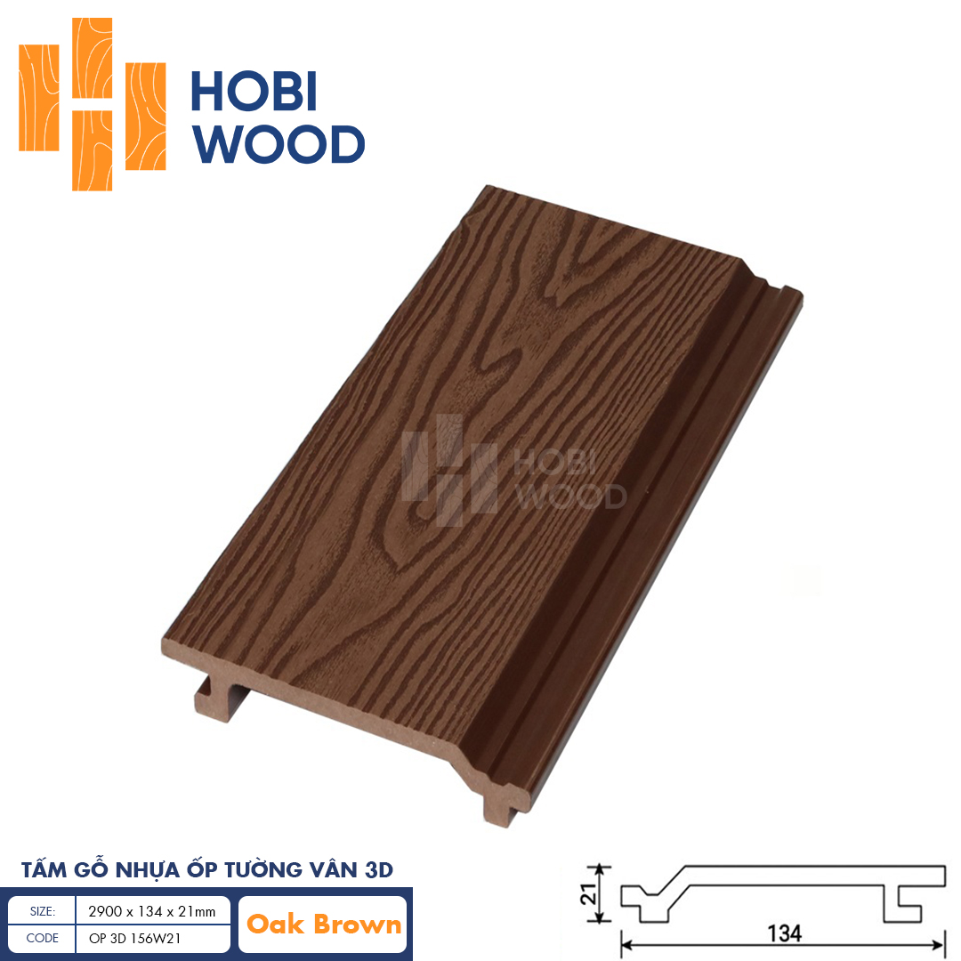 Tấm ốp gỗ nhựa vân 3D HobiWood (Oak Brown)