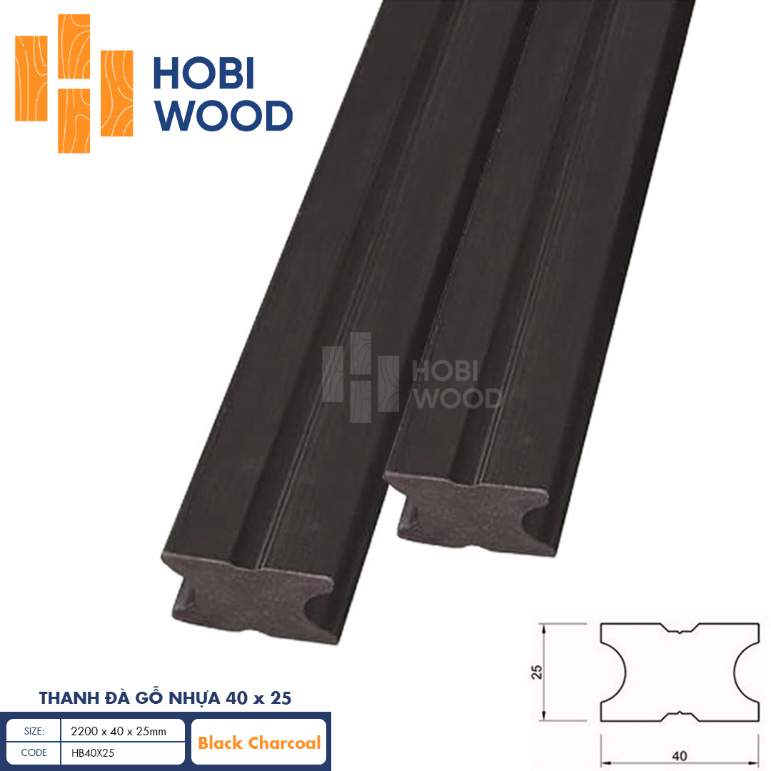 Thanh đà gỗ nhựa ngoài trời HobiWood HB40X25