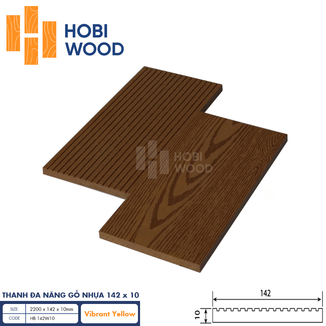 Thanh đa năng gỗ nhựa HobiWood HB142W10 (Vibrant Yellow)
