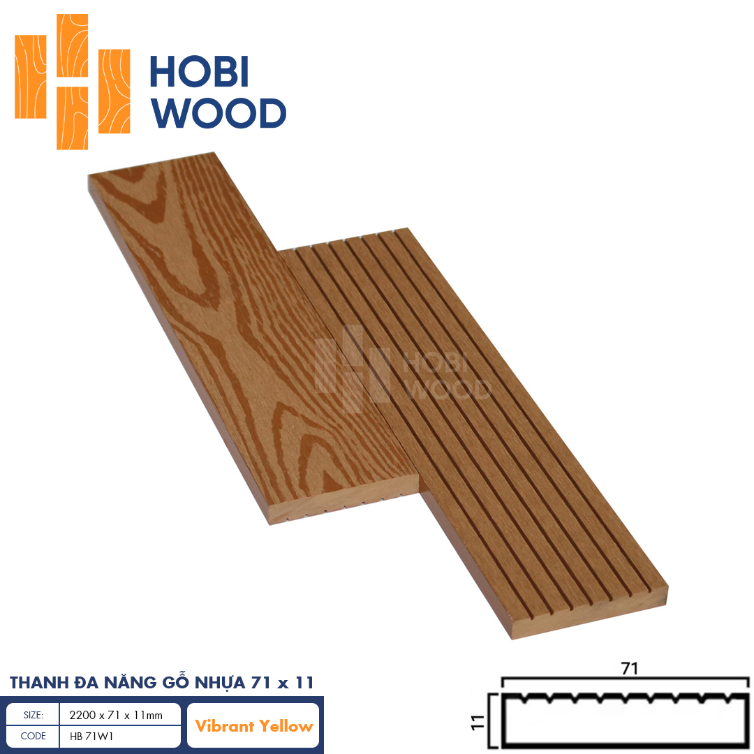 Thanh đa năng gỗ nhựa HobiWood HB71W11 (Vibrant Yellow)