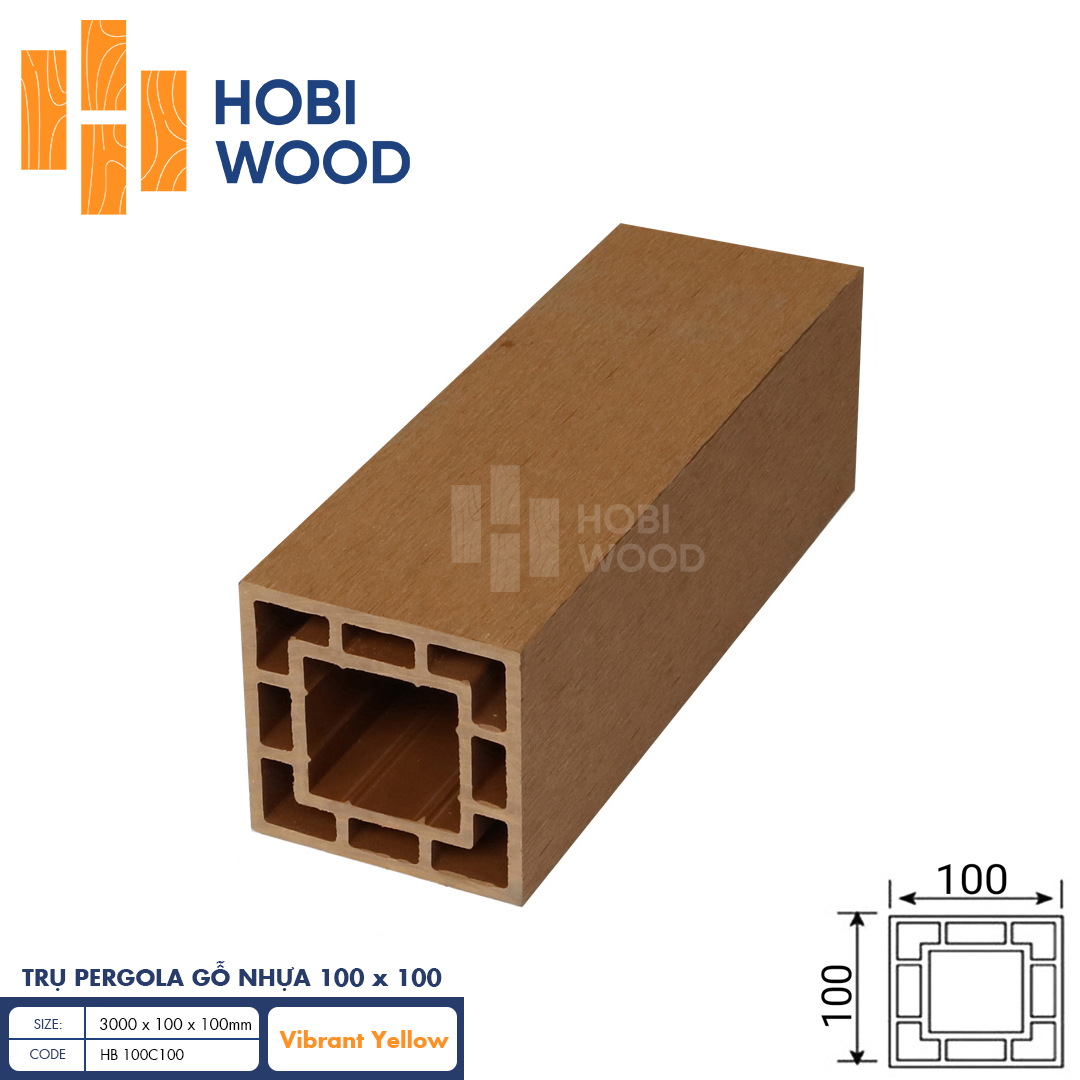 Trụ Pergola gỗ nhựa HobiWood HB100C100