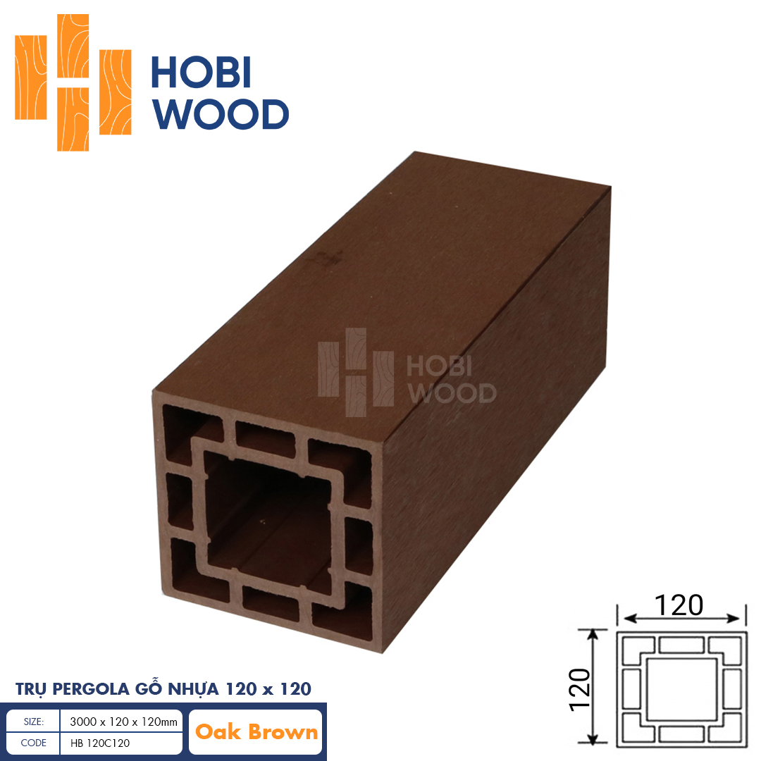 Trụ Pergola gỗ nhựa HobiWood HB120C120